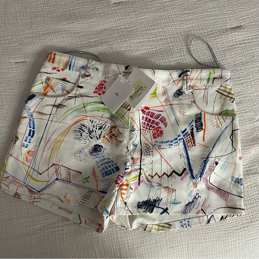 Hermes Colourful Graffiti Denim Shorts Size 38